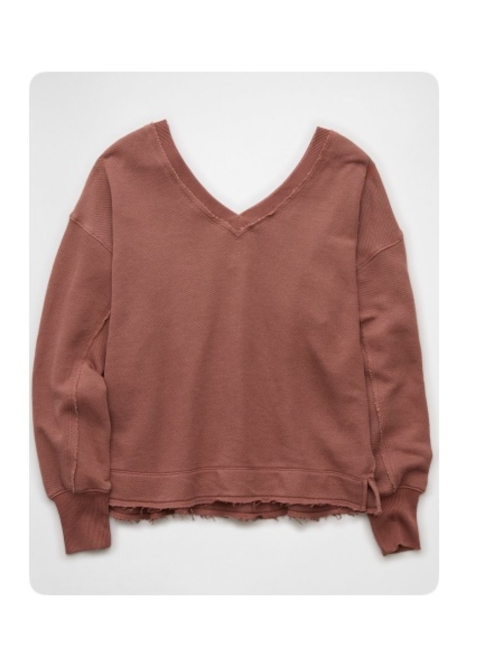American Eagle Outfitters Saltwash Double V-Neck Sweatshirt - Rust